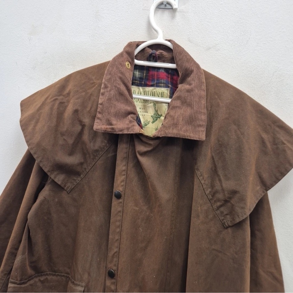 Barbour Brown Raincoat with Plaid Lining